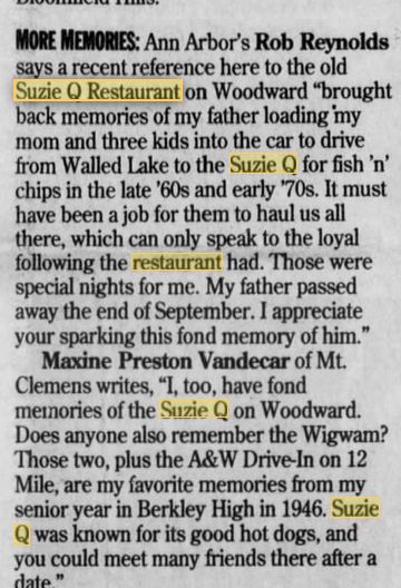 Susie-Q Chick N Chips - 1996 Article (newer photo)